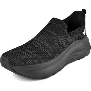 NEW JACKSHIBO Black Knit Slip-On Recovery Sneakers Heather Black, W US 11